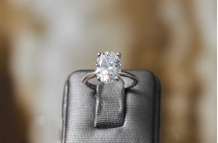 An ethical moissanite engagement ring made at Moissanites by Livia.
